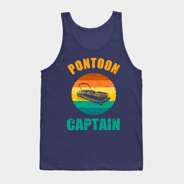 Pontoon Boat Captain Retro Tank Top by Lomitasu